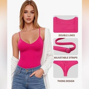Hot Pink Double Lined Cami Top Bodysuit size small